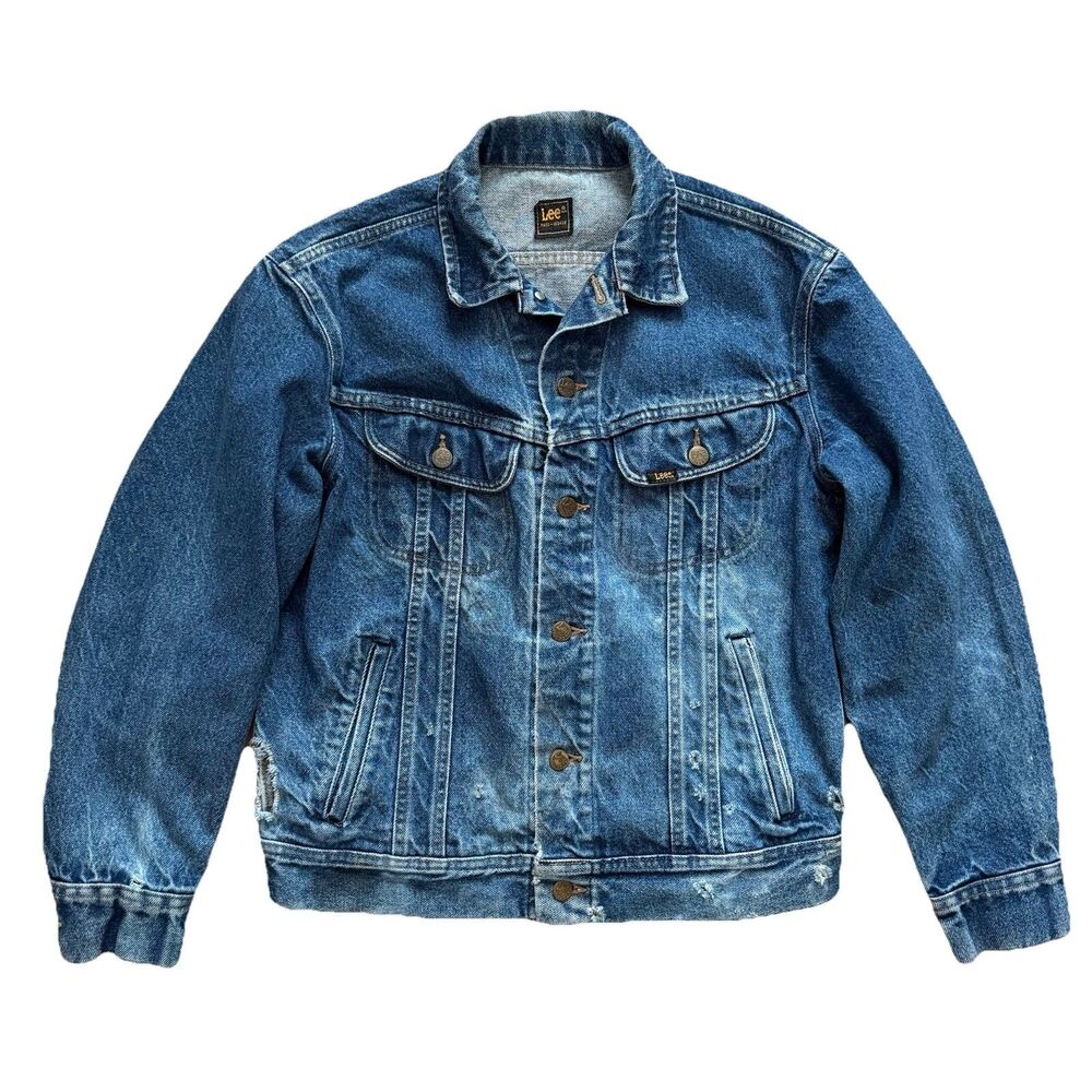 Vintage 80s Vintage Lee Riders Denim Jacket Distressed Destroyed USA Cropped Fit